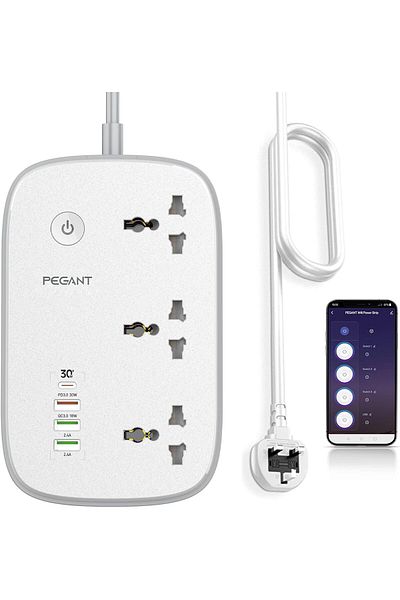 Generic PEGANT Wifi Smart Power Strip Extension Cord Surge Protector Socket Multi Plug, Compatible with Alex
