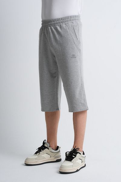 Shooter Sportswear Men's Summer Capri Elite Gray Embroidery Detailed Comfortable Fit Adjustable Elastic Waist Long Shorts