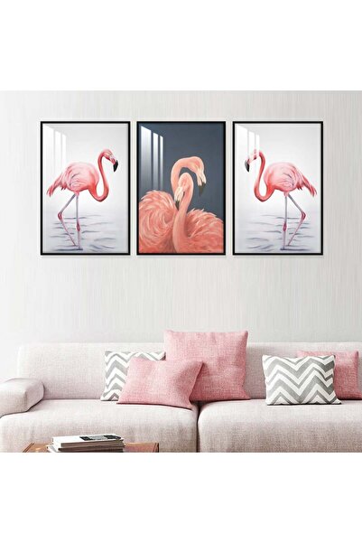 Marktna ثلاث لوحات جدارية خشبية مع برواز خشبي اسود و طبقة من الاكريلك الشفاف