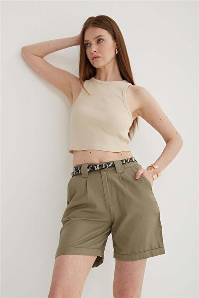 Fashion Friends 100% Cotton Shorts Khaki