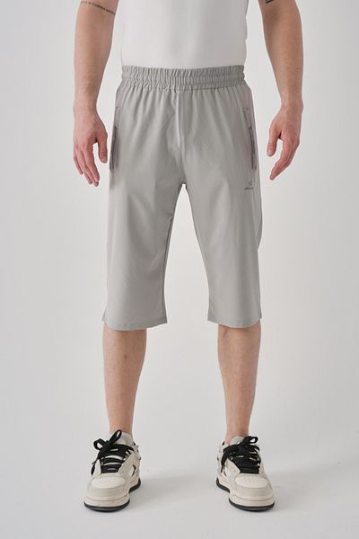 Shooter Gray Men's Capri Breathable Zippered Minimal Embroidery Detail