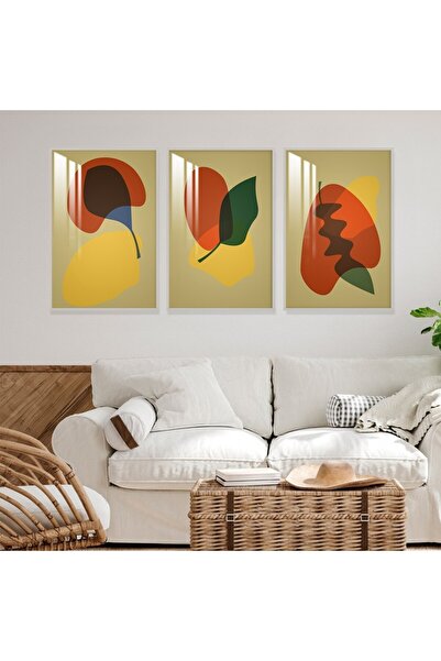 4gdran ثلاث لوحات جدارية خشبية بتصميم الفن البوهيمي مع برواز خشبي فضي و طبقة ...