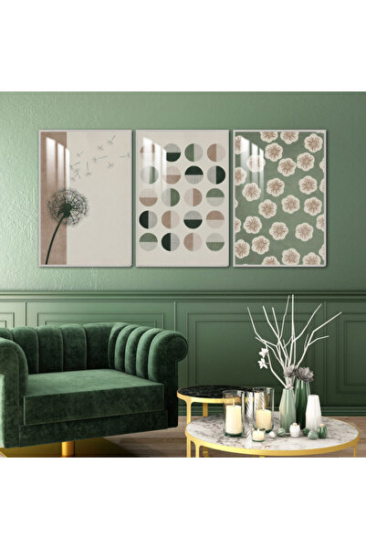 SND ثلاث لوحات جدارية خشبية مع برواز خشبي فضي و طبقة من الاكريلك الشفاف