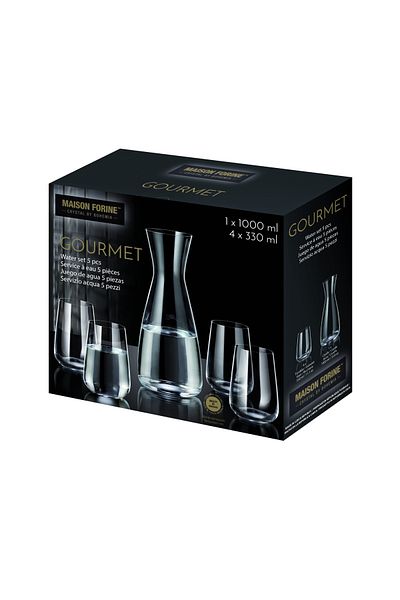 MAISON FORINE Water serving set, 5 pieces, 1 carafe 1L, 4 glasses 330ml, Gourmet
