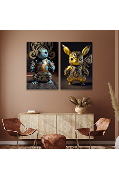 Marktna لوحة قماشية ثنائية بتصميم أنمي مع برواز شامبين مجوف