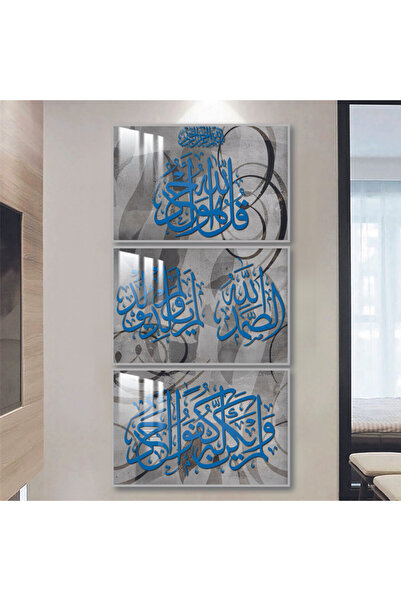 SND ثلاث لوحات جدارية خشبية مع برواز خشبي فضي و طبقة من الاكريلك الشفاف