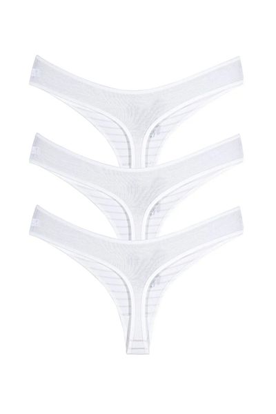 Perita.Life Women'S, Cream-Leopard, 95% Cotton, 5% Elastane 3-Piece Thong/String