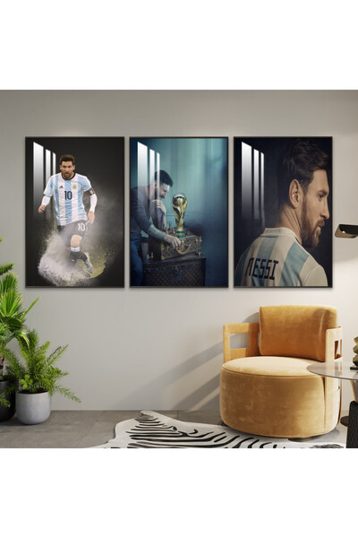 SND ثلاث لوحات جدارية خشبية مع برواز خشبي بني و طبقة من الاكريلك الشفاف