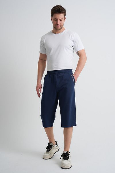 Shooter Sportswear Men's Summer Capri Light Navy Blue Comfortable Fit Side Pockets Adjustable Elastic Waist Embroidery Detail