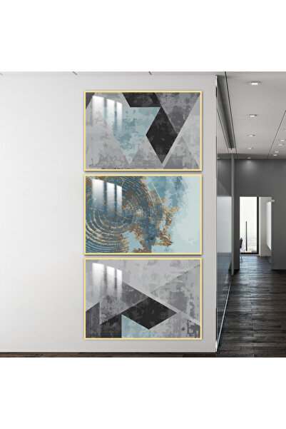 SND ثلاث لوحات جدارية خشبية مع برواز خشبي ذهبي و طبقة من الاكريلك الشفاف