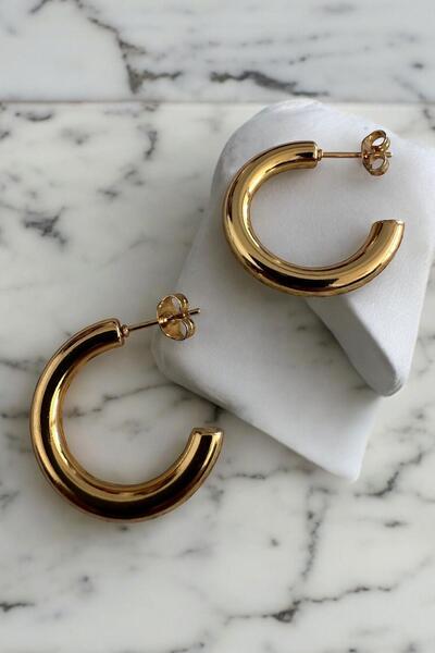 Raneel Kazançlı Alışveriş Steel Plated Half Hoop Earrings