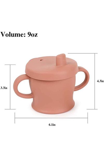 Haakaa Baby cup 6 months+ with two lids Haakaa, silicone, red, 250 ml, 15.4 x 11 cm