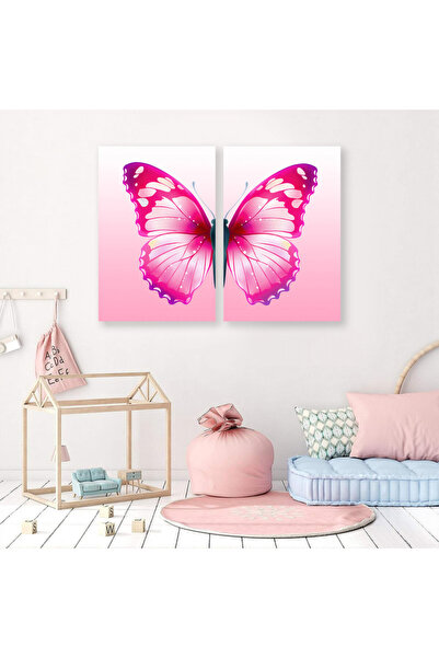 Marktna لوحة قماشية ثنائية بتصميم فراشة مع برواز شامبين مجوف