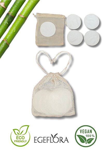 Egeflora 5 Adet Vegan Bambu Makyaj Temizleme Pedi – Geniş Disk Ped | 8 cm | Doğal, Yıkanabilir, Ekolojik