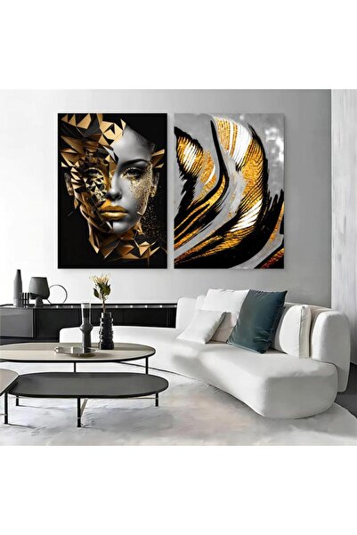 SND لوحة قماشية ثنائية بتصميم فتاة مع برواز خشبي مخفي