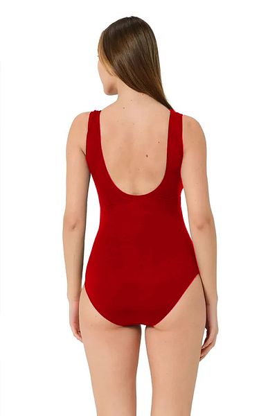 miss ledonna Women's Lycra Flexible Red Swimmer Swimsuit with Breast Pad