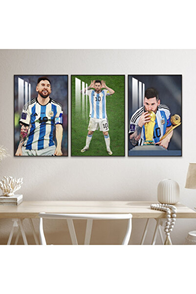 Marktna ثلاث لوحات جدارية خشبية مع برواز خشبي اسود و طبقة من الاكريلك الشفاف