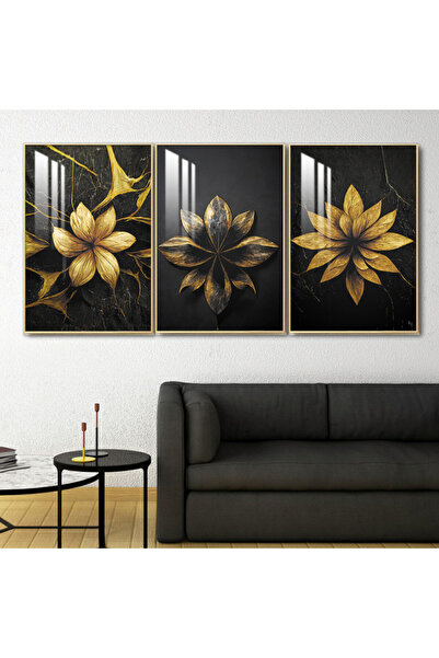 SND ثلاث لوحات جدارية خشبية مع برواز خشبي شامبين و طبقة من الاكريلك الشفاف