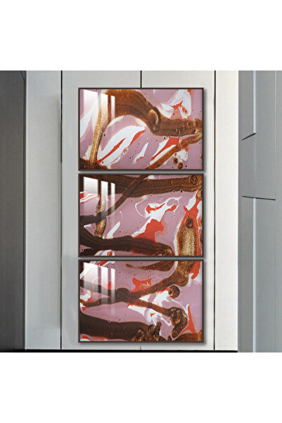 SND ثلاث لوحات جدارية خشبية مع برواز خشبي شامبين و طبقة من الاكريلك الشفاف