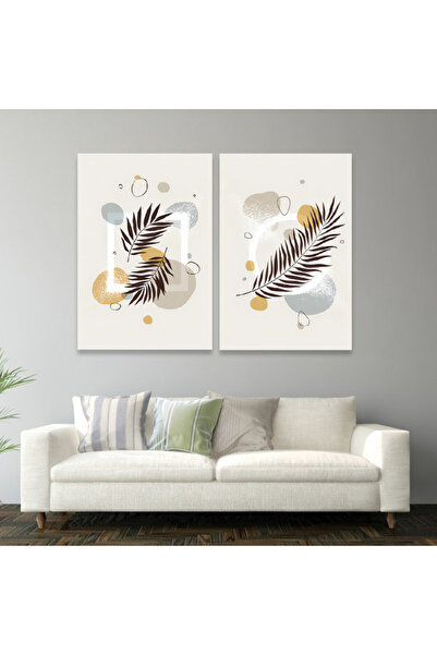 SND لوحة قماشية ثنائية بتصميم مودرن مع برواز فضي مجوف