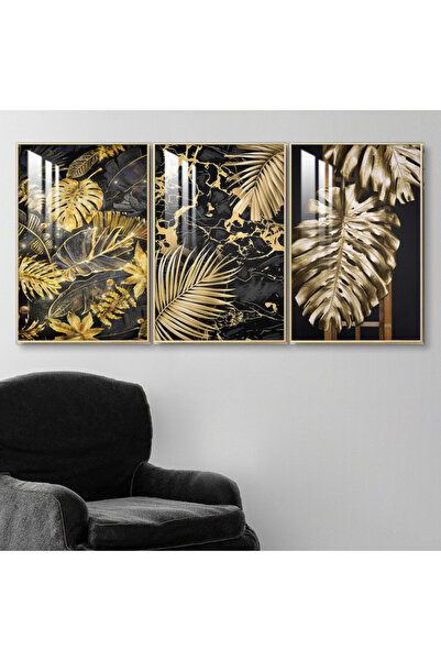 4gdran ثلاث لوحات جدارية خشبية مع برواز خشبي بني و طبقة من الاكريلك الشفاف