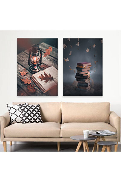 Marktna لوحة قماشية ثنائية بتصميم مودرن مع برواز شامبين مجوف