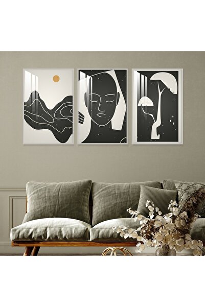 Marktna ثلاث لوحات جدارية خشبية بتصميم الفن البوهيمي مع برواز خشبي فضي و طبقة...