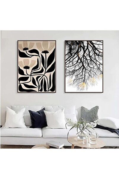 4gdran لوحة قماشية ثنائية بتصميم تجريدي مع برواز شامبين مجوف