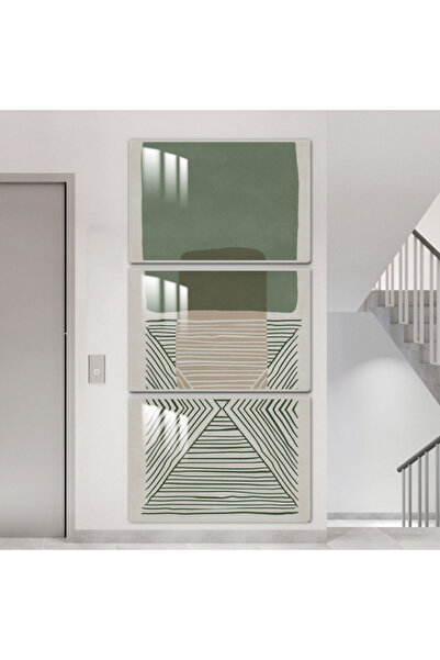 Marktna ثلاث لوحات جدارية خشبية مع برواز خشبي فضي و طبقة من الاكريلك الشفاف