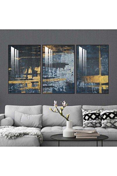 4gdran ثلاث لوحات جدارية خشبية مع برواز خشبي ذهبي و طبقة من الاكريلك الشفاف