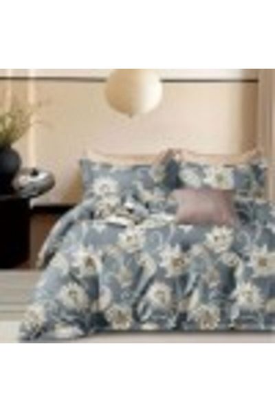 Pucioasa Lenjerie de pat dublu percale cu model floral baroc, bumbac 100%, cearceaf pilota 200x230cm, PRC197