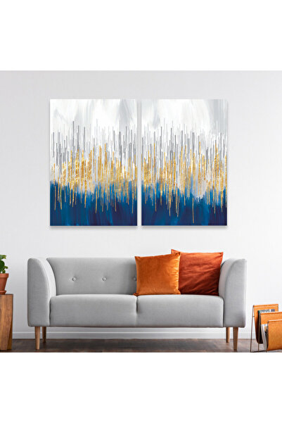 SND لوحة قماشية ثنائية بتصميم مودرن مع برواز فضي مجوف