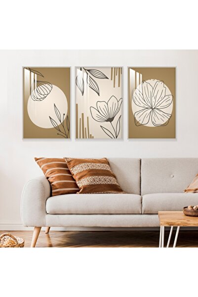 Marktna ثلاث لوحات جدارية خشبية بتصميم الفن البوهيمي مع برواز خشبي فضي و طبقة...