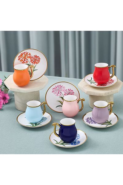 Aryıldız Bloom 12 Piece Turkish Coffee Cup for 6 People