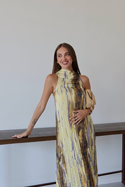 Laluvia Sárga csipkés gombos ruha - 251059