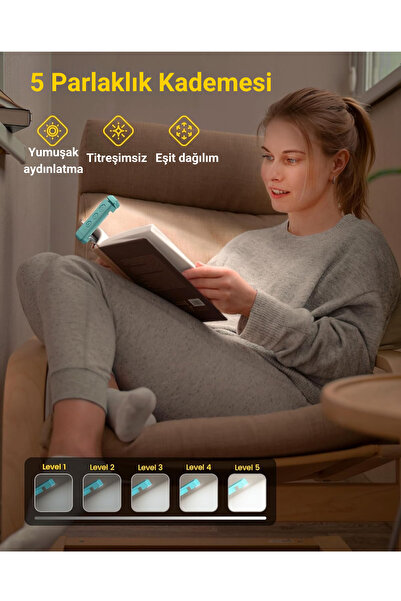 Glocusent USB Şarj Edilebilir LED Kitap Ayracı Arası Okuma Işığı Ayracı Portatif Şarj Edilebilir Mavi