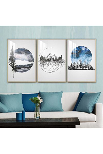 4gdran ثلاث لوحات جدارية خشبية مع برواز خشبي شامبين و طبقة من الاكريلك الشفاف