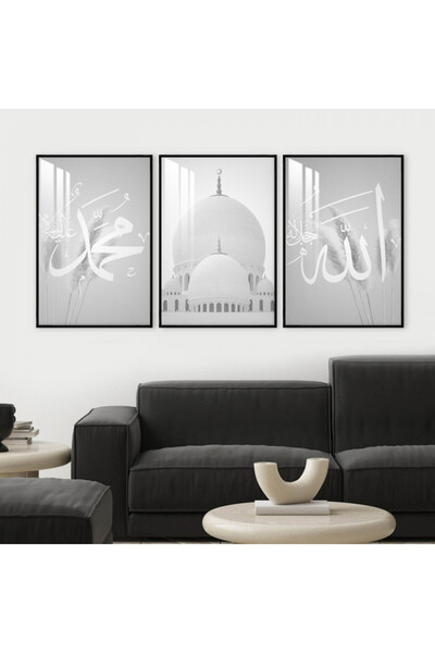 SND ثلاث لوحات جدارية خشبية مع برواز خشبي اسود و طبقة من الاكريلك الشفاف