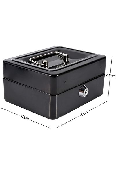 rexa Portable Steel Cash Safe Box Petty Cash Tin Lockable Cash Money Safe Security Box 15 x 12 x 8cm