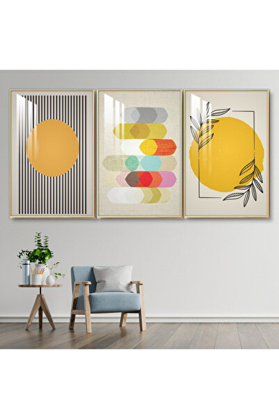 SND ثلاث لوحات جدارية خشبية مع برواز خشبي شامبين و طبقة من الاكريلك الشفاف