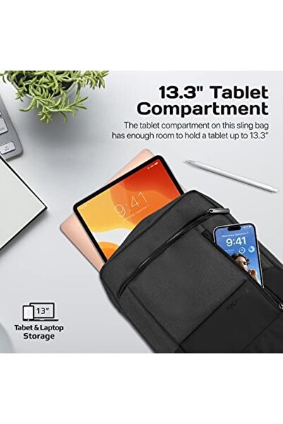 Promate حقيبة كتف أنيقة وعصرية للكمبيوتر اللوحي والكمبيوتر المحمول مقاس 13 بوصة مع سحاب آمن، مقاومة للماء