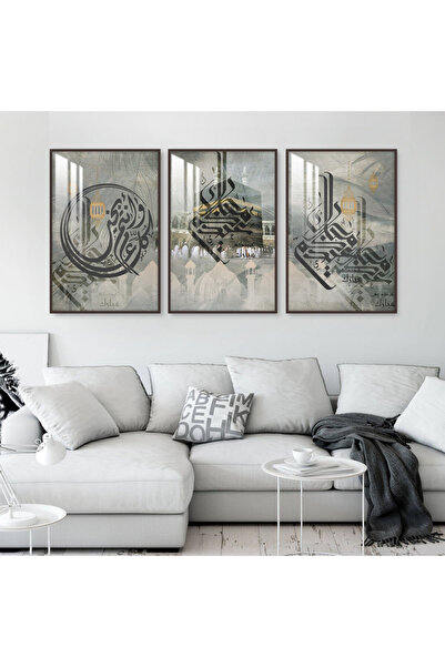 4gdran ثلاث لوحات جدارية خشبية مع برواز خشبي شامبين و طبقة من الاكريلك الشفاف