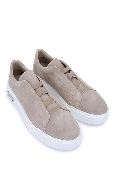 Tamer Tanca Men's Genuine Leather Beige Suede Sneakers & Sports Shoes