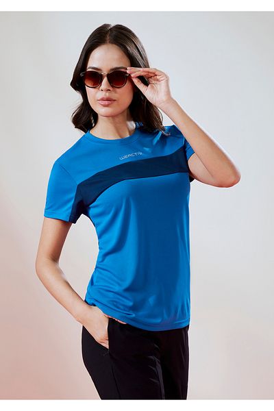 Technosport By Styli Color Block Crew Neck Short Sleeve Top