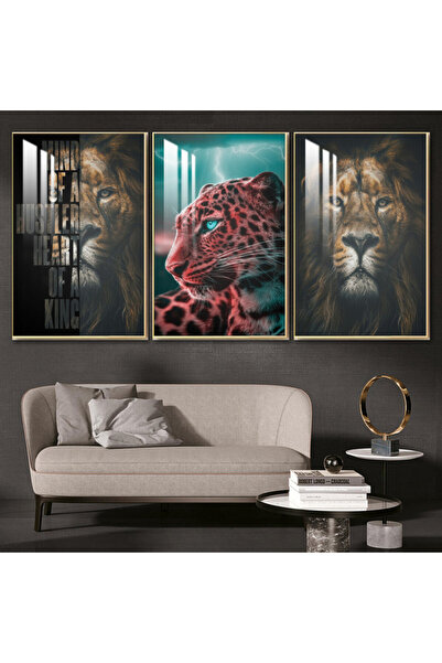 4gdran ثلاث لوحات جدارية خشبية مع برواز خشبي شامبين و طبقة من الاكريلك الشفاف