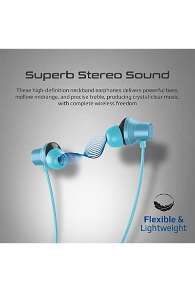 Promate Bluetooth Neckband Earphones, High-Fidelity Active Noise Cancelling with Sweat and Rain Resi
