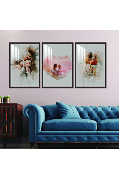 SND ثلاث لوحات جدارية خشبية مع برواز خشبي شامبين و طبقة من الاكريلك الشفاف