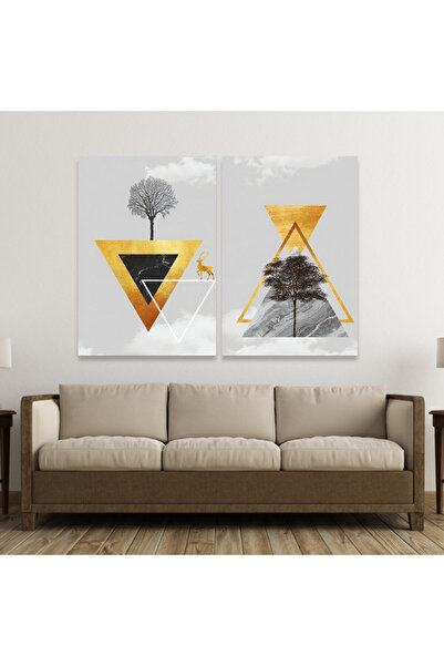 Marktna لوحة قماشية ثنائية بتصميم مودرن مع برواز شامبين مجوف