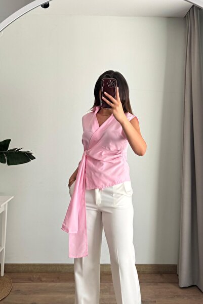 Güneş Μπλούζα με γιακά πουκάμισου, με λεπτομέρεια ντραπέ και ζώνη, με μανίκια...