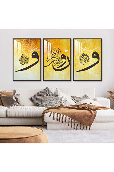 4gdran ثلاث لوحات جدارية خشبية مع برواز خشبي شامبين و طبقة من الاكريلك الشفاف